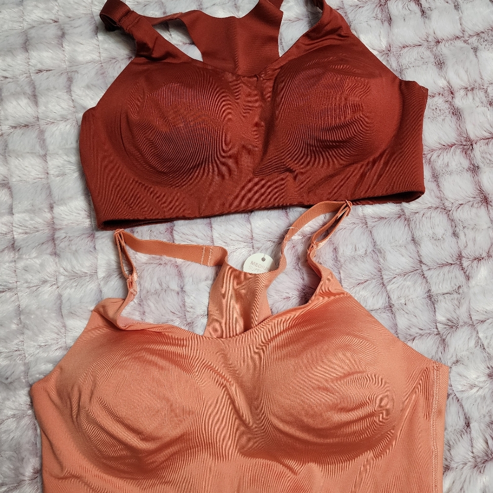 Calia High Support Sports Bras In Rust And Peach